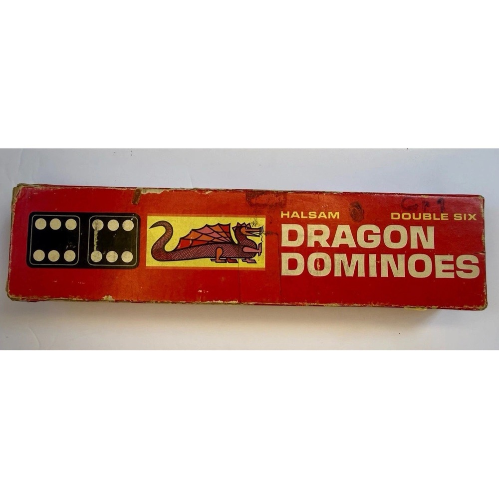 Vintage Halsam Dragon Dominoes Double Six Tile Game Set No 622 Red Box 28 Pieces